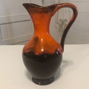 MCM Canadiana Pottery Vase Pitcher Orange Brown